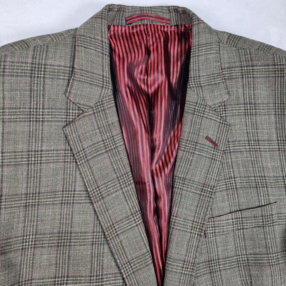 Marzoni Sam's Tailor BESPOKE Blazer Sport Coat 42R Olive Black Pink Houndstooth